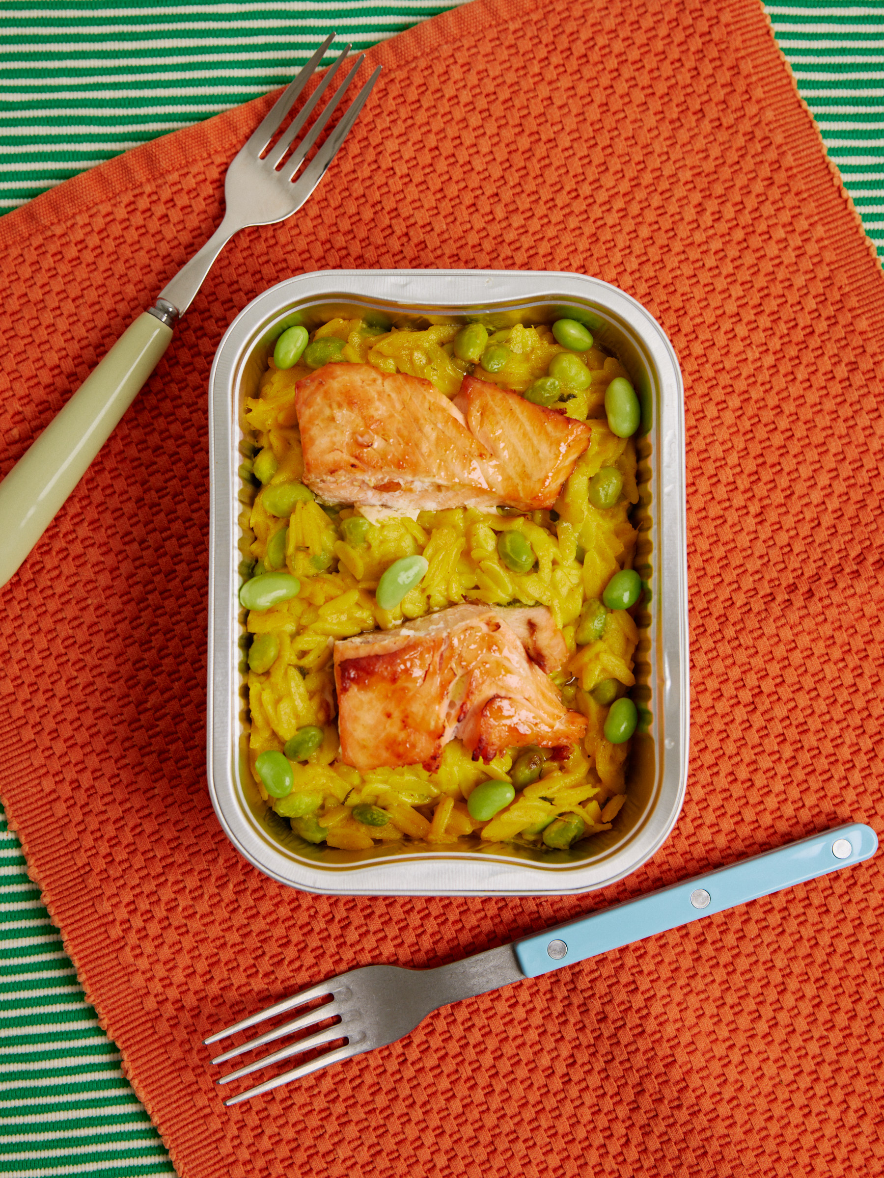 Orzo with butter roasted salmon